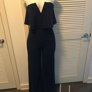 Lulu’s Navy Strapless Jumpsuit